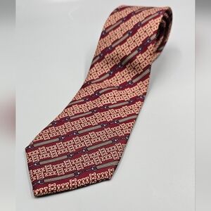 Celine Paris Vintage Regimental Chain Link Striped 100% Silk Men's Tie